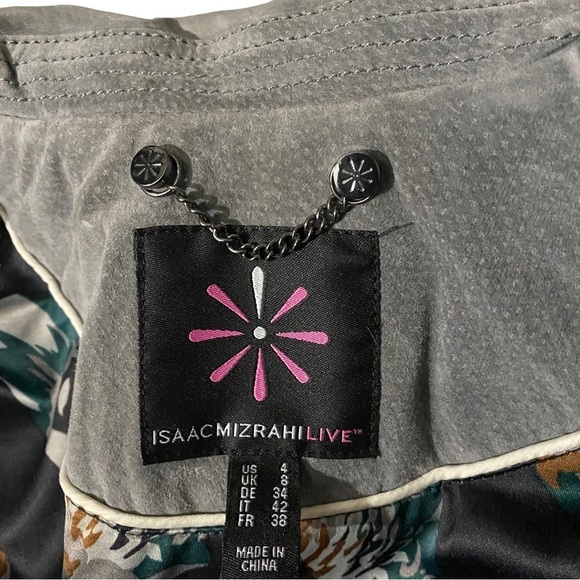 Isaac Mizrahi Live Women Gray 3/4 Zip 100% Suede Leather Moto Jacket Wrap Coat 4 - Picture 9 of 13